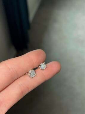 GRA Moissanite Stud Earrings, 2.0ct D Color FL Clarity, Icy Cluster Style